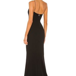 One shoulder long black bookie gown